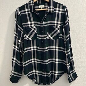 Lucky Brand Plaid Shirt Womens S/P Small‎ Petite Button Up Long Sleeve